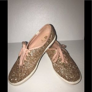 Kate Spade Keds Rose Gold Glitter Shoes Sz 6 Nice!